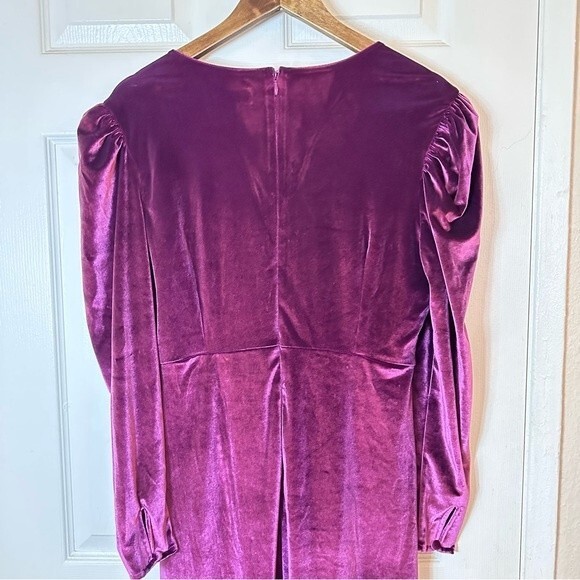 Rachel Parcell Purple Midi Dress Long sleeve stretch velvet sheath Sz Large - Picture 12 of 13